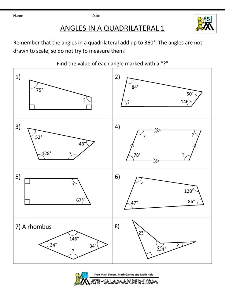 Th Grade Geometry Angles Worksheet Quadrilaterals Worksheet
