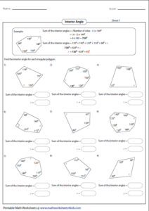 Polygon Angle Measure Worksheet Angleworksheets