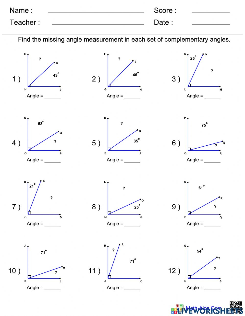 Lesson 14 Pairs Of Angles Worksheet Answers Angleworksheets