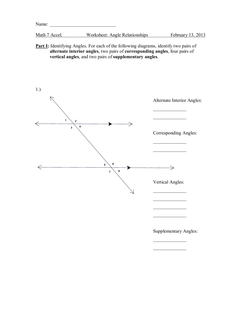 29 Angle Relationships Worksheet Answers Worksheet Resource Plans