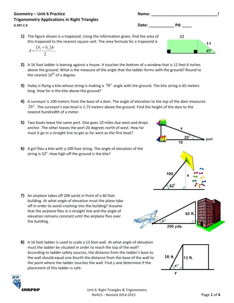 30 Trigonometry Word Problems Worksheet Answers Education Template