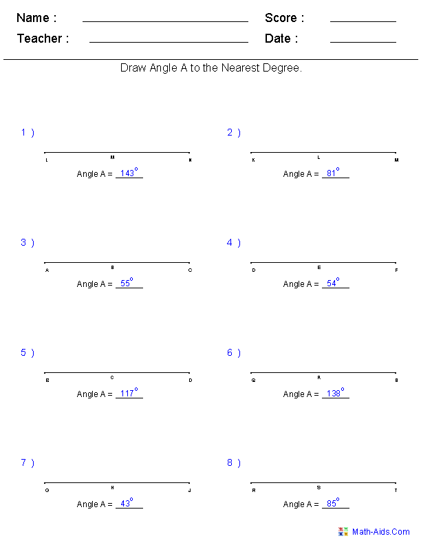 33 PDF WORKSHEET ON DRAWING ANGLES USING A PROTRACTOR PRINTABLE 
