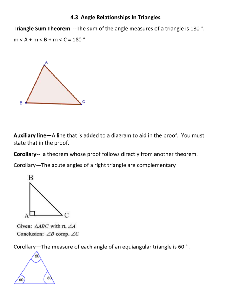 4 3 Angle Relationship In Triangles