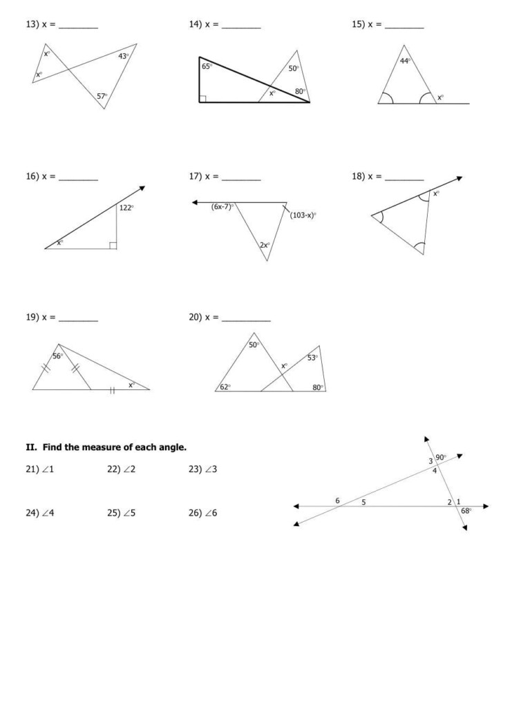40 Worksheet Triangle Sum And Exterior Angle Theorem Answer Key 