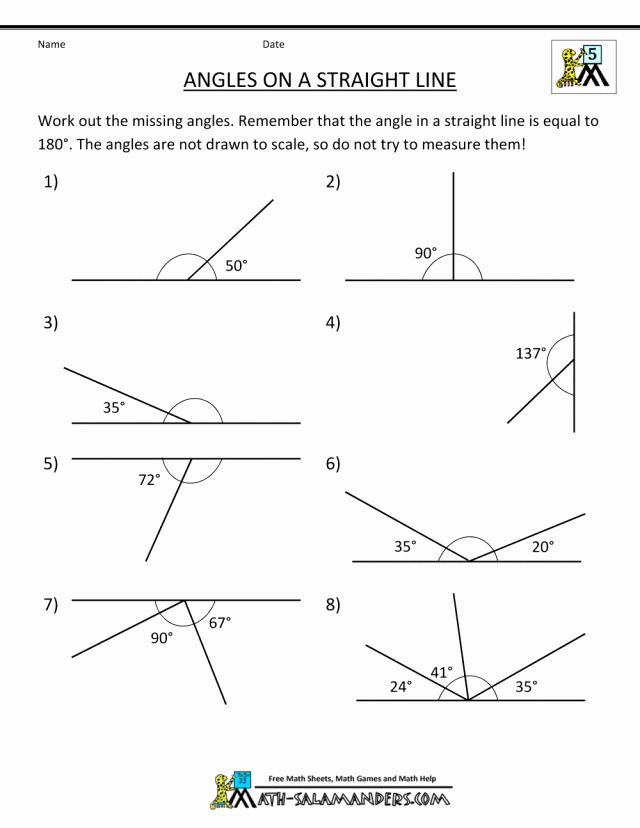 50 Find The Missing Angle Worksheet In 2020 With Images Angles 