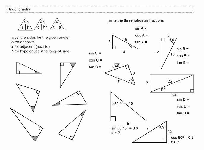50 Right Triangle Trigonometry Worksheet Answers In 2020 Trigonometry