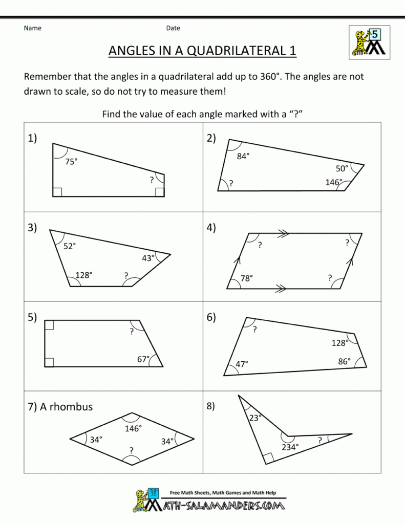 5th Grade Geometry Angles Worksheet Geometry Worksheets 