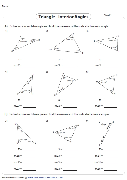 8 Photos Interior And Exterior Angles Of Triangles Worksheets Pdf And