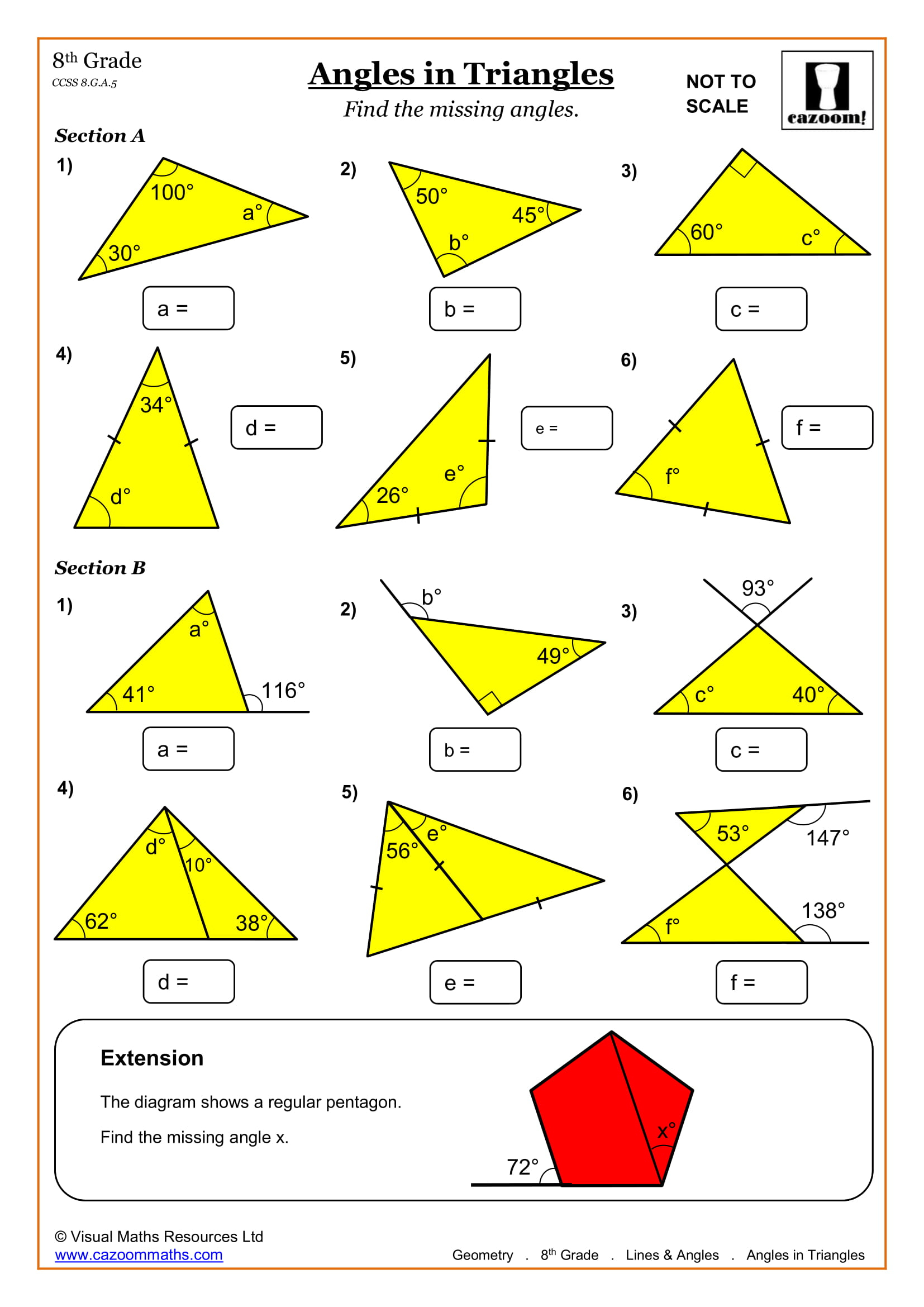 8th Grade Geometry Angles Worksheets With Answers - Angleworksheets.com