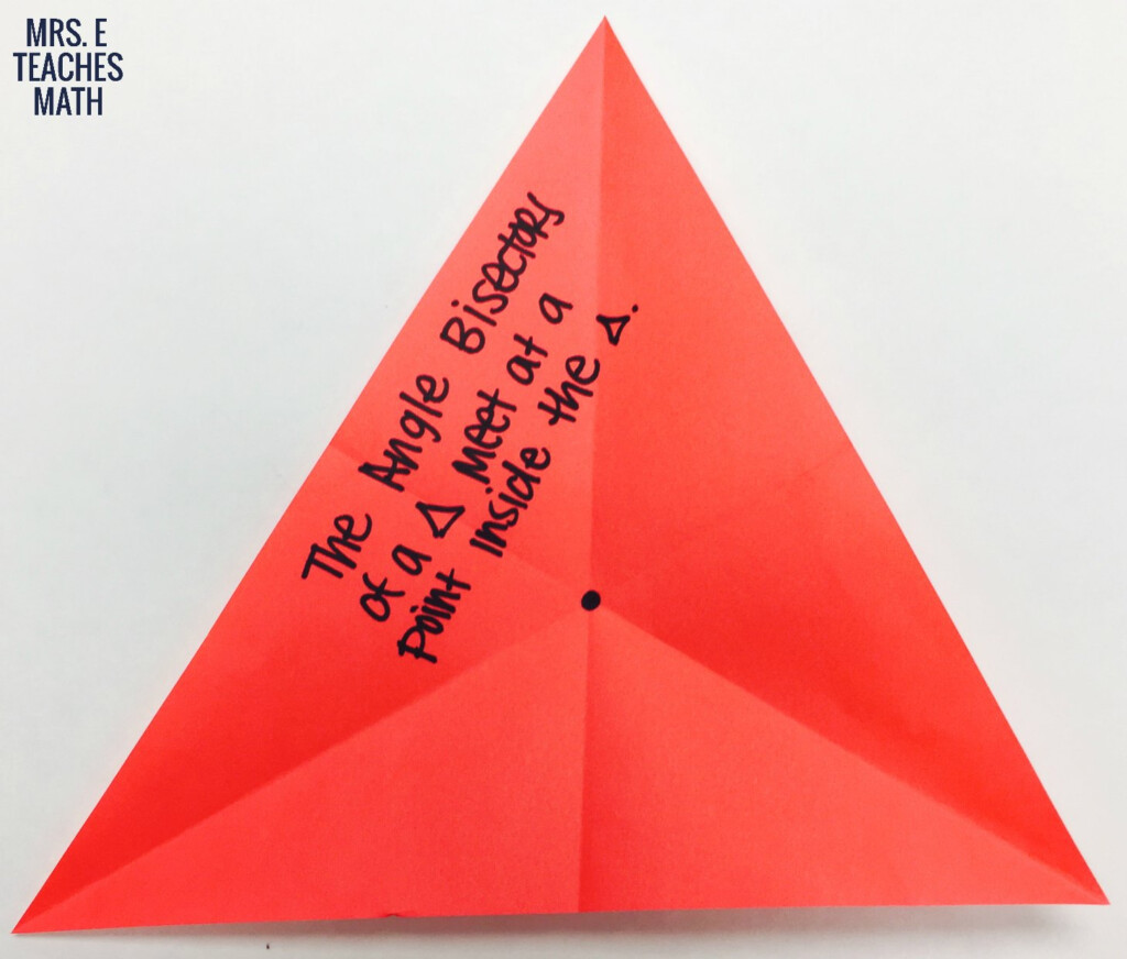 Altitudes And Angle Bisectors Paper Folding Activity Mrs E Teaches Math