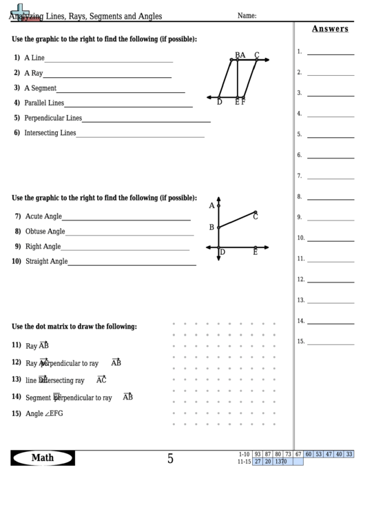Analyzing Lines Rays Segments And Angles Worksheet Template With 