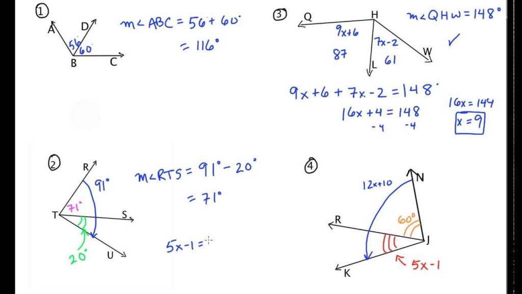 Angle Addition Postulate Additional Examples YouTube