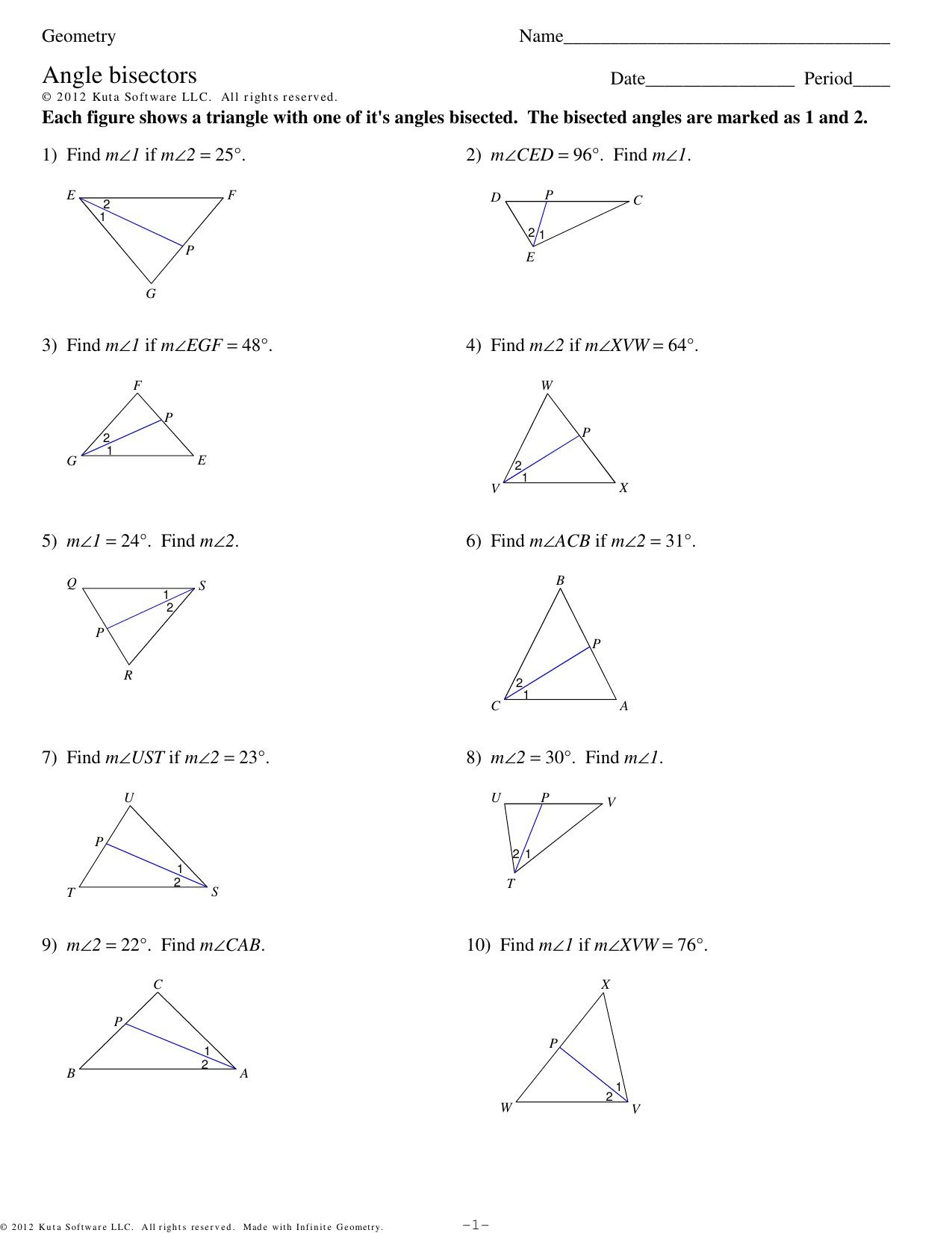 Angle Bisector Worksheet Answer Key Briefencounters
