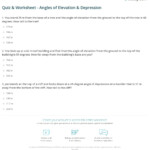 Angle Of Elevation And Depression Worksheet Kuta Worksheet