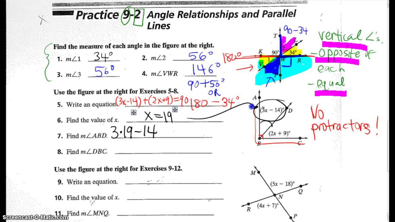 Angle Relationships Worksheet 2 Answers 4134