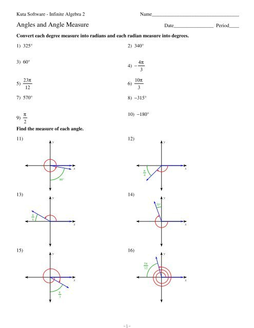 Angles And Angle Measure Kuta Software