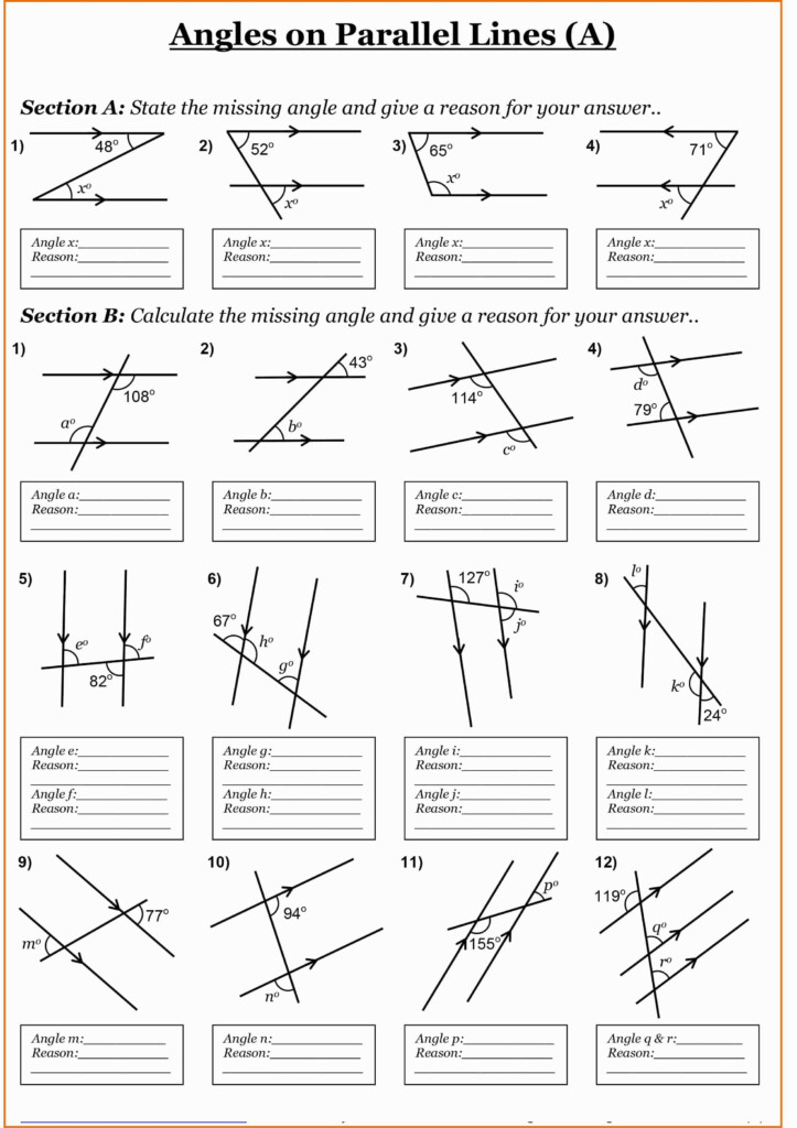 Angles Formed By Parallel Lines Worksheet Answers Milliken Publishing 