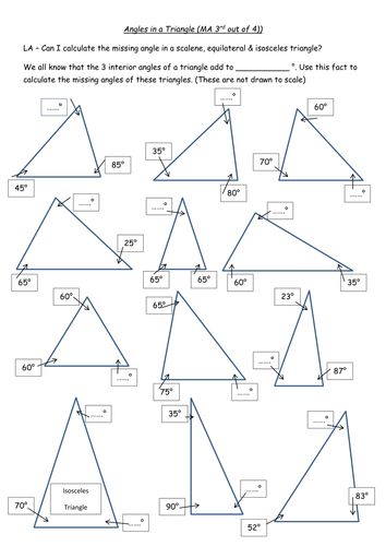 Angles In A Triangle Worksheet 4 Diff Levels Triangle Worksheet 