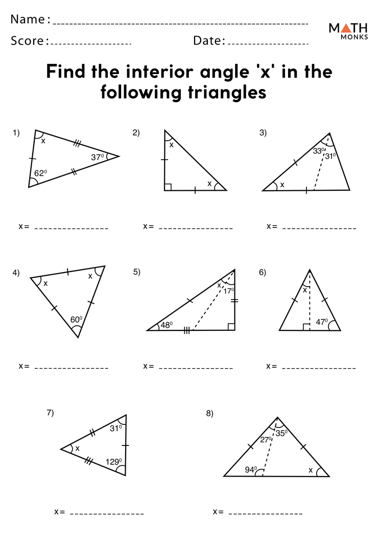 Triangle Interior Angles Worksheet Angleworksheets