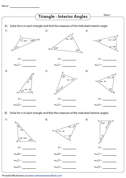 Angles In A Triangle Worksheets Triangle Worksheet Angles Worksheet