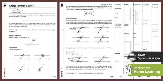 Angles In Parallel Lines Home Learning KS3 Maths Beyond