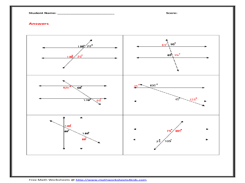 Angles In Parallel Lines Worksheet
