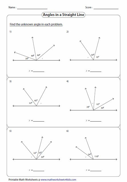 Angles In Straight Lines Worksheets Angles Worksheet Geometry Worksheets