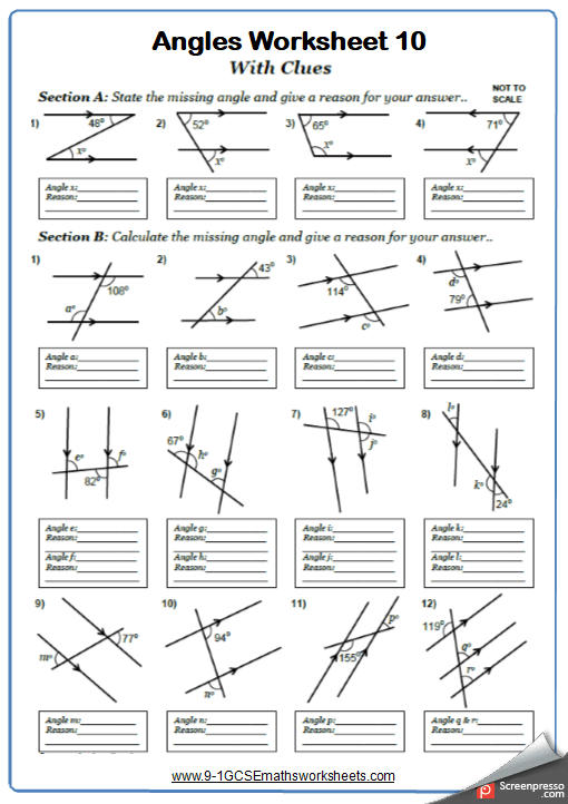 Angles On Parallel Lines Worksheets Practice Questions And Answers 