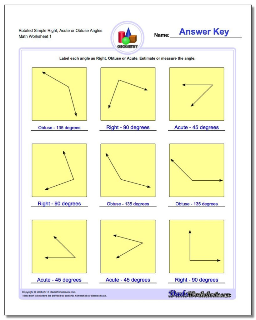 Angles Right Obtuse Acute