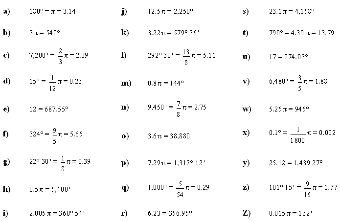 Answers To Math Exercises Math Problems Angle Unit Conversion 