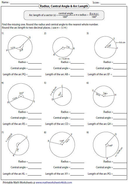 Arc Length And Area Of Sector Worksheets Teaching Geometry Geometry 