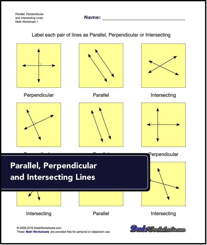 Basic Geometry Parallel Perpendicular Intersecting Labelling Lines 