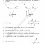 CBSE Class 7 Mental Maths Lines And Angles Worksheet