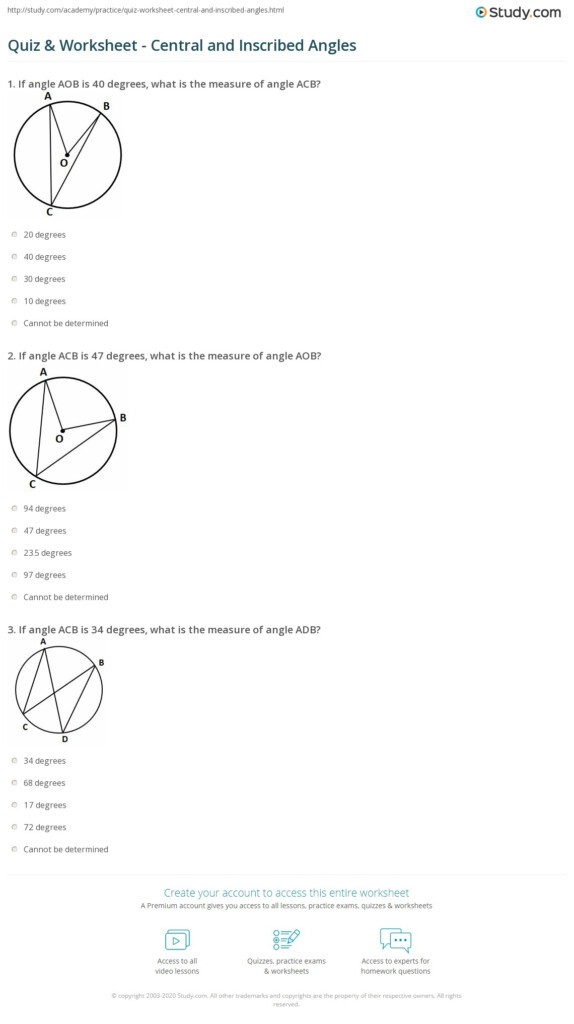 Central And Inscribed Angles Answer Key Villardigital Library For 