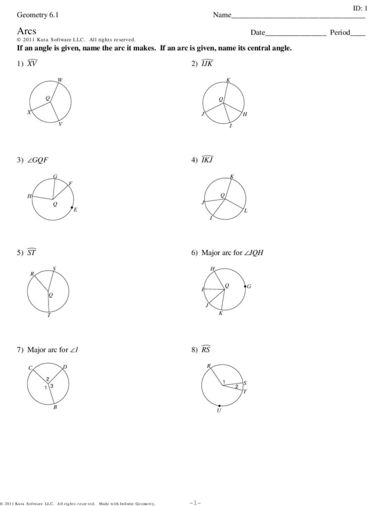 Central Angles And Inscribed Angles Worksheet Answer Key 