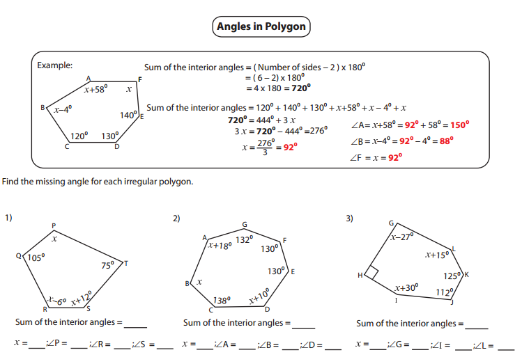 Chic Missing Angles Worksheet Ks3 Tes For Interior Angles Of A Polygon 