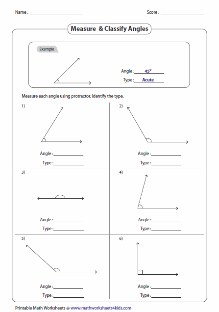 Classifying And Identifying Angles Worksheets Angles Worksheet 