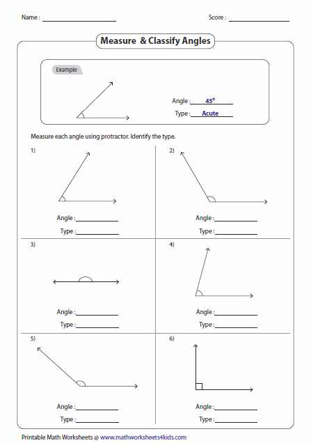 Classifying And Identifying Angles Worksheets Angles Worksheet