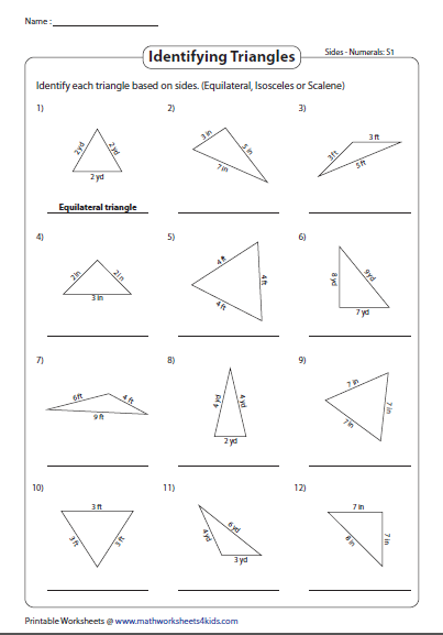 Classifying Triangles Based On Side Measures Classifying Triangles 