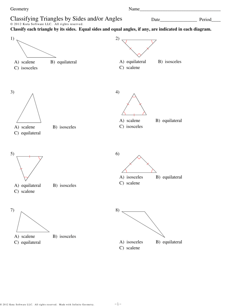 Classifying Triangles By Sides And or Angles