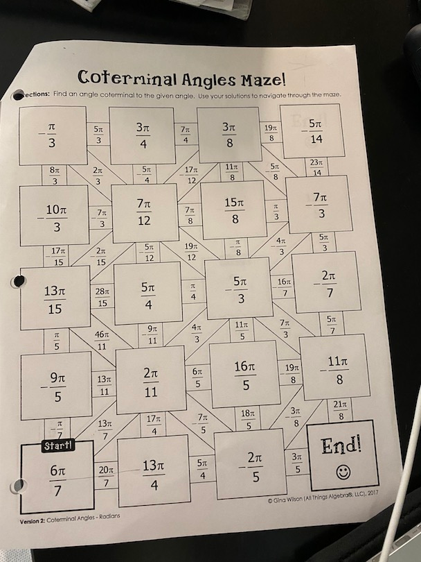 Coferninal Angles Maze Ections Find An Angle Chegg