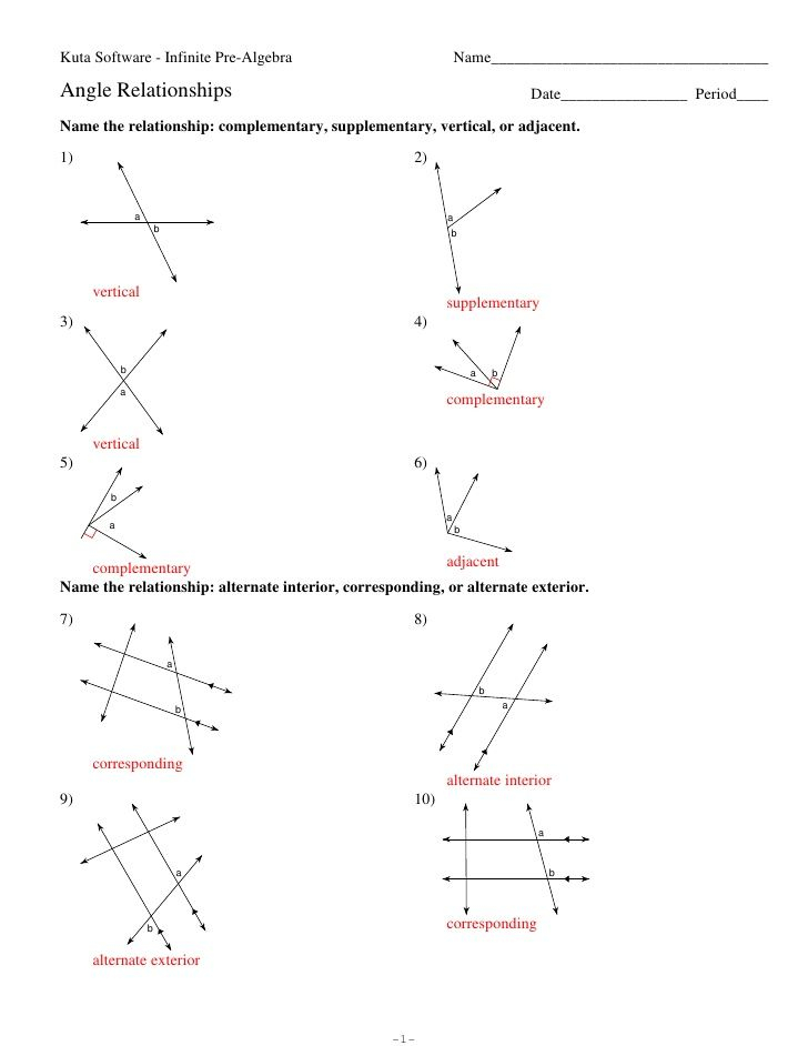 Complementary And Supplementary Angles Worksheet Answers