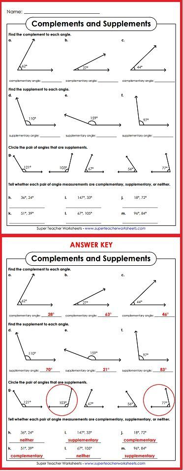 Complementary And Supplementary Angles Worksheet Answers Worksheet