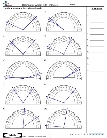 Determining Angles With Protractors Worksheet Angles Worksheet Math 