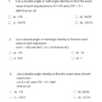 Double And Half Angle Identities Worksheet Slidedocnow