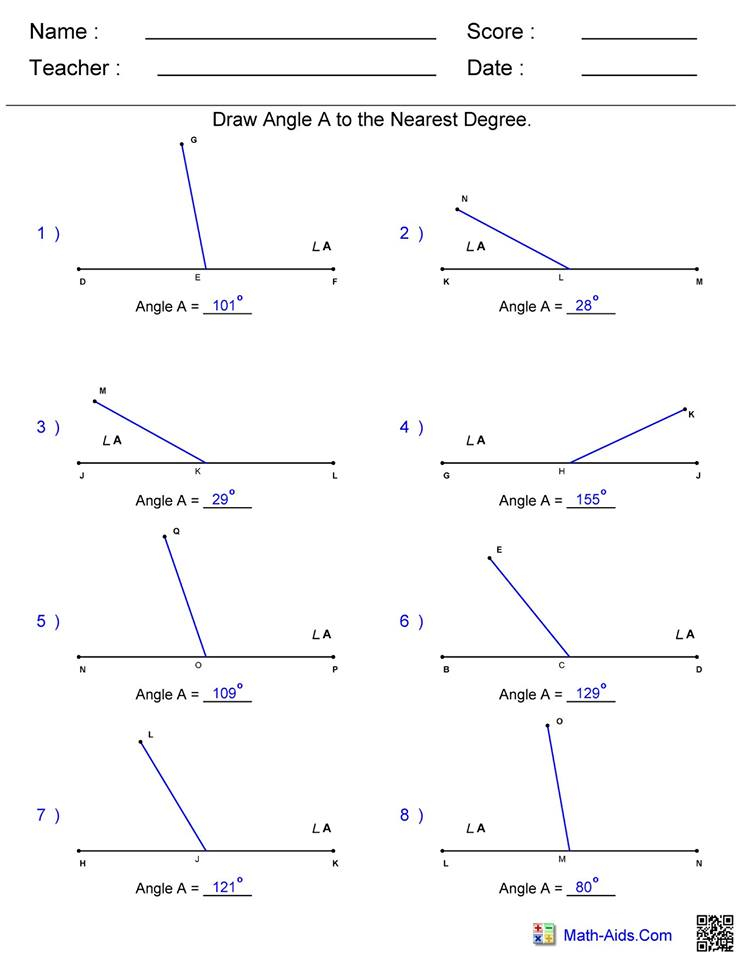Draw The Angle Worksheet 1 Answers Hoeden Homeschool Support