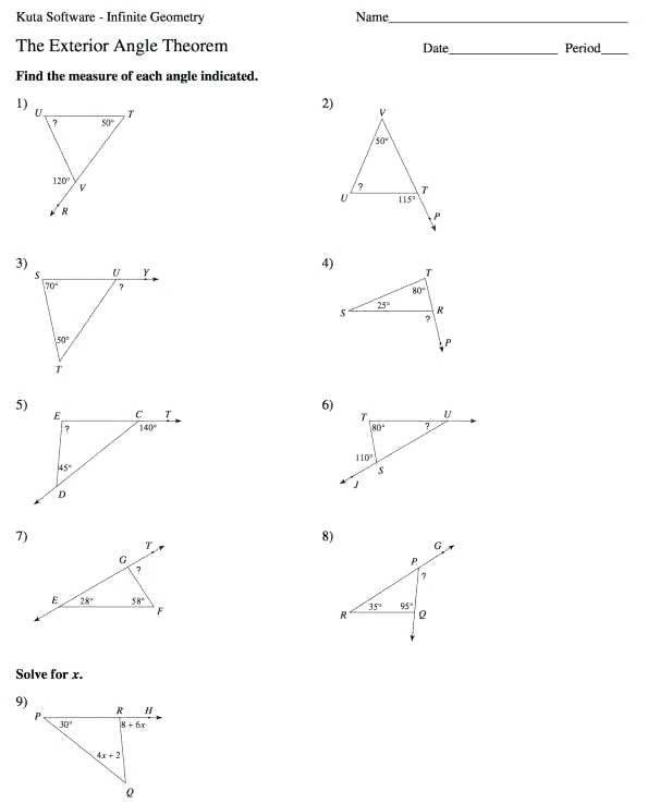 Exterior Angle Theorem Worksheet Worksheet Triangle Sum And Exterior 