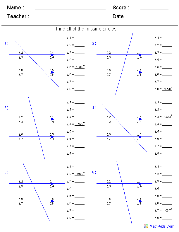 Find All Angles Worksheets Geometry Worksheets Angles Worksheet