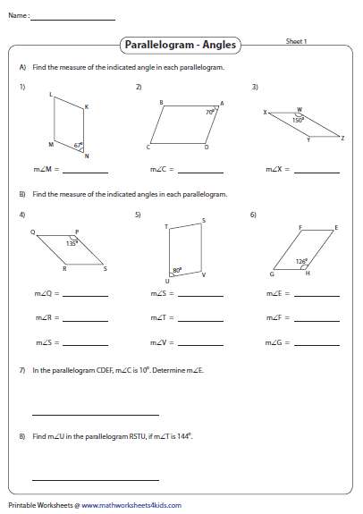 Find The Measure Of Each Angle Indicated Worksheet Parallel Lines 