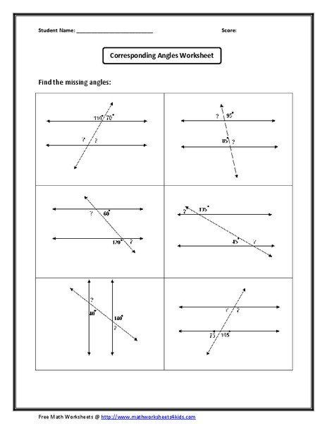 Find The Missing Angle Worksheet Corresponding Angles Worksheet 